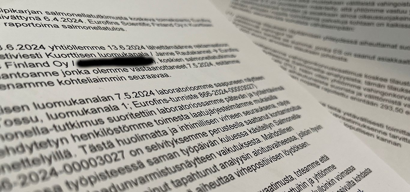 Meillä ei ole koskaan ollut salmonellaa, vaan se oli laboratorion virhe